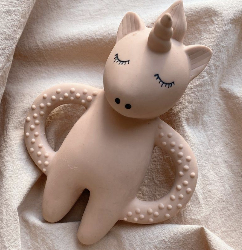 konges unicorn teether rose