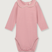 baby collar onesie cherry cream