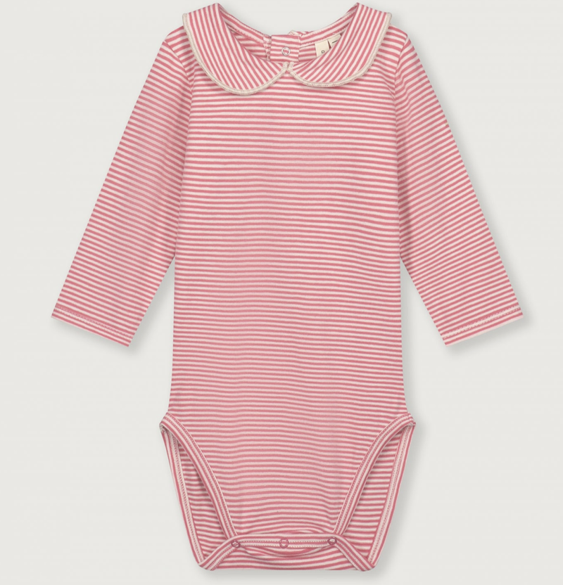baby collar onesie cherry cream