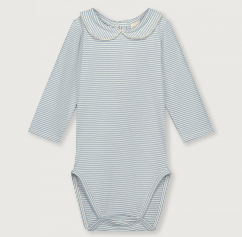 baby collar onesie sky cream