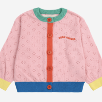 color block open work Strickjacke