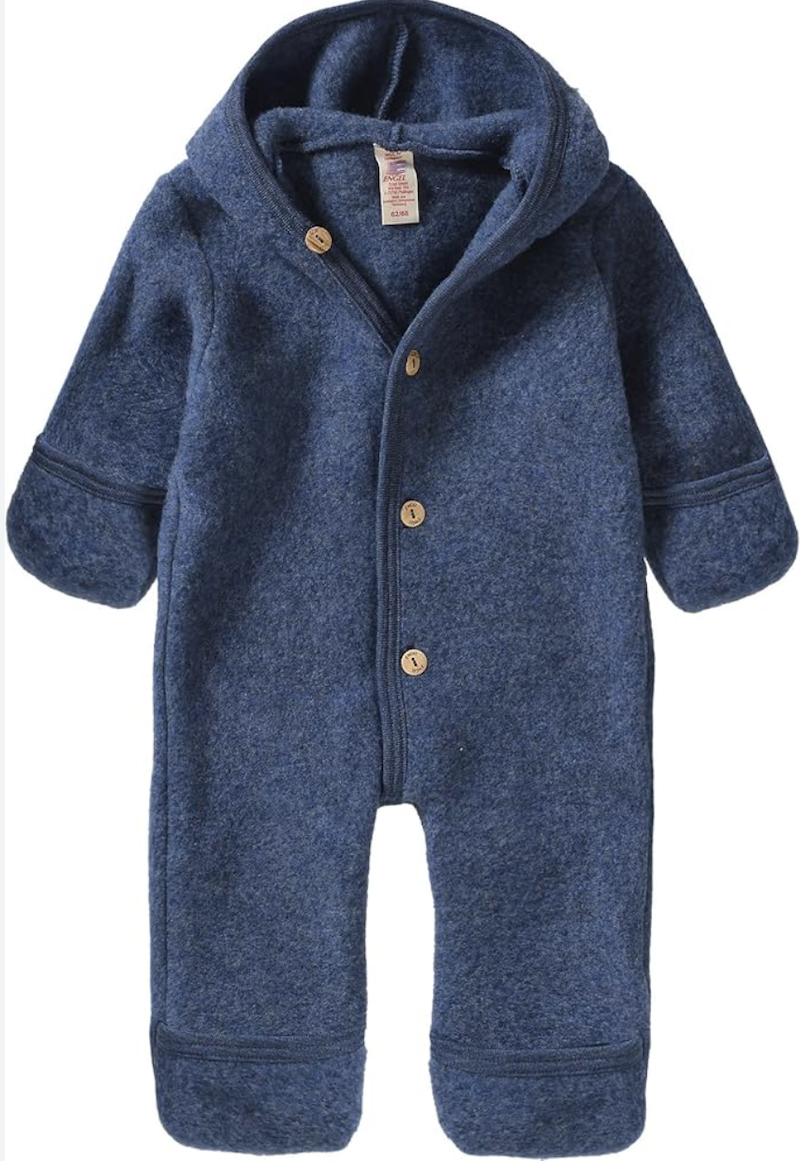 baby hooded overall blue melange